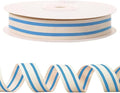 10 Yards × 3/5 Inch Blue Natural Cotton Ribbon, Double Sided Webbing Straps Ribbons, Birthday Wedding Valentines Ribbons for Crafting, DIY Sewing, Gift Wrapping