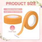 MECCANIXITY 3 Rolls Floral Tapes, 30 Yard x 1/16 in Florist Crepe Flowers Bouquets Tape Adhesive Waterproof for Flower Arranging Wrapping, Orange