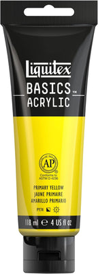 Liquitex BASICS Acrylic Paint, 118ml (4-oz) Tube, Primary Yellow