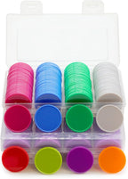 Set of 100 Opaque Plastic Learning Counters Mini Poker Chips Game Tokens with Storage Box (Purple, 1.26 Inch)