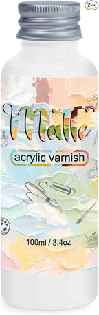 Matte Varnish for Acrylic Painting，100ml Acrylic Paint Varnish，Clear Varnish Keeps Paintings from Yellowing, Cracking, Maintains Permanent Color（Matte）