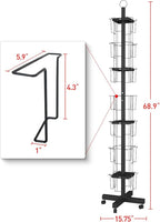 28 Pockets Countertop Rotating Greeting Card Rack, 7 Tier magazine Display Stand Rotating magazine rack for Postcards, Brochures, and Greeting Card