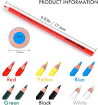 12 PCS Tailors Pencil Set, Sewing Fabric Pencils and Fabric Marker Pens for Quilting, Sewing, Dressmaking Supplies, Water-Soluble, 6 Colors, Includes 2 Sharpeners