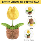 Tulip Pin Cushion, Handmade Knitted Pincushions, Cute Pin Cushions Needle Holders for Sewing Quilting Accessory, DIY Crafts or Patchwork Decor.Flowerpot Design Yellow Tulip