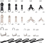 Zipper Repair Kit 197 Pcs, Zipper Replacement with Two Installation Pliers for Sleeping Bags, Jacket, Tent, Luggage, Backpacks