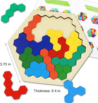 2 Pack Wooden Russian Blocks Puzzle + Hexagon Puzzles for Kids & Adults, Wooden Block Puzzle Intelligence Brain Teasers Toy Logic Game STEM Educational Gift for Children