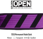 OPEN Slow-Drying Acrylics by GOLDEN, Permanent Violet Dark, 5 fl oz. tube, Professional Acrylic Paint, Transparent
