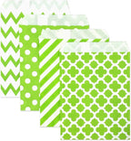 KEYYOOMY 100 Pcs Lime Green Candy Buffet Bags Small Cookie Bags Polka Dot Paper Treat Bags for Wedding Birthday Party (5 inch x 7 inch)