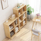 IOTXY Freestanding Open Cubes Bookcase - 2-Tier Floor Standing Wooden Storage Display Cabinet Organizer with Legs for Home Office, 4-Cubes Open Shelf Low Short Bookshelf, Oak