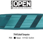 OPEN Slow-Drying Acrylics by GOLDEN, Cobalt Turquoise, 2 fl oz. tube, Professional Acrylic Paint, Opaque