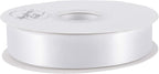 Satin Ribbon 1 Inch White Double Faced - 25 Yards for Gift Wrapping DIY Bows Crafts Bridal Bouquet Cutting Ceremony Sewing Christmas Wedding Baby Shower Decoration Humphrey's Craft
