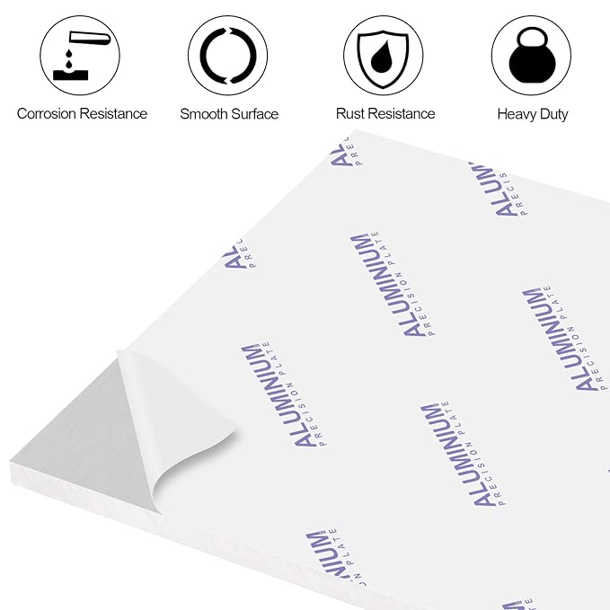 6061 T651 Aluminum Sheet Metal 12 x 12 x 1/2Inch (12.7MM) Flat Plain Thickened Aluminum Plate Covered with Protective Film, Heat Treatable Rectangle 0.50" Thick Aluminum Metal Plate for Industrial