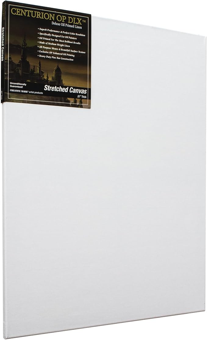 Centurion Deluxe Professional Oil Primed Linen Stretched Canvas, 11oz Linen, 30x40 - Box of 6, 0.67" Deep Canvases, Kiln-Dried Stretchers, Back Stapled, Premium Medium Weight Canvas for Oil Paintings