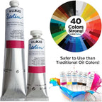 Lukas Berlin Pro Artists Water Mixable Oil Paint 200 ml Tube Viridian Hue, Water Soluble, Lightfast Pigments, Quick Drying, Easy Clean-Up, Eco-Friendly, Professional Quality, 40 Color Range