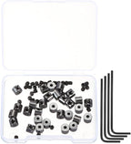 MECCANIXITY 30 Pcs Metal Locking Pin Backs, Locking Pin Keepers Locking Clasp 5mm(H) with 4 Wrench Replacement in Storage Case for Badge, Brooch, Black Tone