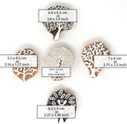 Tree Shape Wooden Block Stamps - Wooden Printing Stamps - Indian Textile Printing Blocks for Tattoo Clay Pottery Henna Card Making Pack of 5, Hashcart®