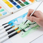 Transon 14pcs Art Painting Brush Set for Acrylic, Watercolor, Gouache, Oil and Hobby Painting White Color