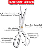 10" Sewing Scissors,Heavy Duty Tailor Scissors Shears for Fabric,Leather,Raw Materials,Dressingmaking,Altering-Professional Upholstery Shears for Dressmakers Students Office Crafting
