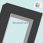 MBC Mat Board Center, 5 Pack 8.5X11 for 5X7 Black Picture Mats Frame Mattes, Bevel Cut, Acid Free, 4-Ply Thickness