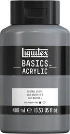 Liquitex BASICS Acrylic Paint, 400ml (13.5-oz) Bottle, Neutral Gray Value 5