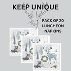 20-ct 13x13 Christmas Paper Decoupage Napkins, 3-Ply Servilletas Tissue Napkin for Dinner and Parties, Disposable Napkins (Animal Winter)