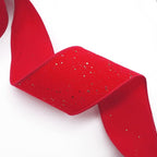 CT CRAFT LLC Red Velvet with Confetti Glitter Wired Ribbon 2.5 Inch x 10 Yards for Christmas Home Decor Tree Topper Bow Gift Wrapping DIY Crafts Wreath Garland