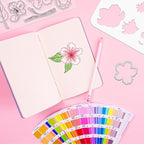 ORIGACH Realistic Peach Blossom Layering Stencils Set for Card Making, Flower Stencil Template Silicone Stamps and Die Sets for Scrapbooking DIY Crafting