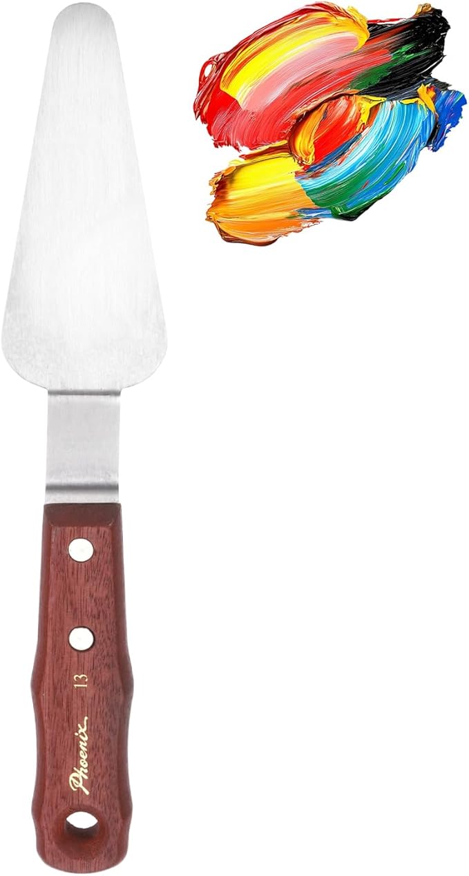 MECCANIXITY Pack of 1 Large Palette Knife No.13, 10.6" Long Palette Knives with Stainless Steel Flexible Spatula Pallet Knife and Wood Handle for Scraping, Mixing, Oil Acrylic Painting Canvas