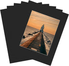 ZBEIVAN 11x14 Black Picture Mats with Core Bevel Cut Frame Mattes for 8x10 Pictures - Pack of 5