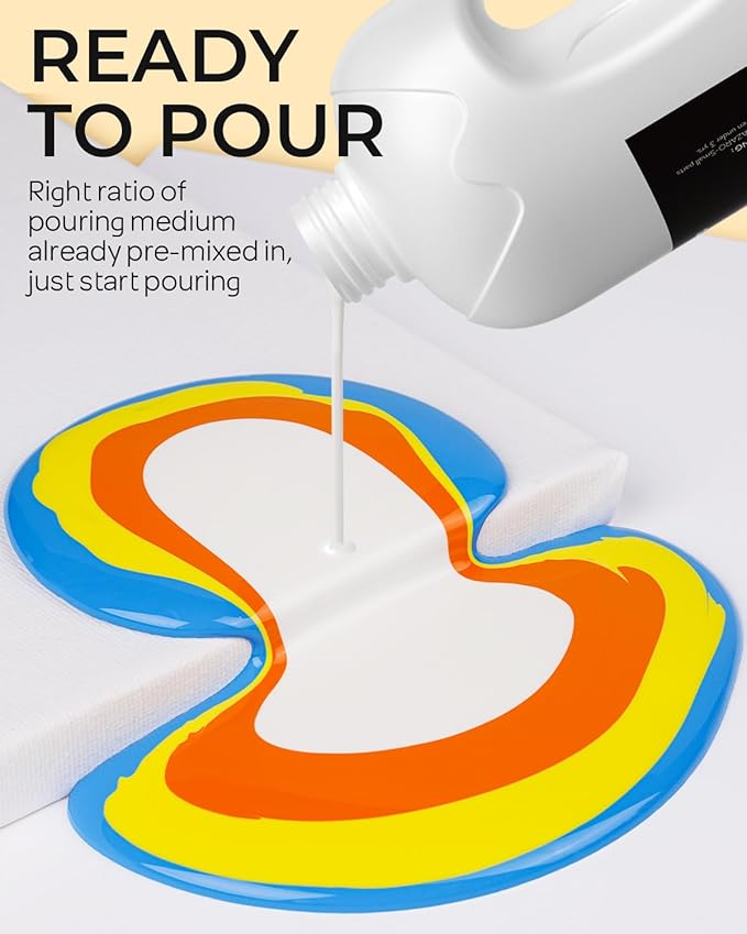 Nicpro 14 Colors Large Bulk Acrylic Pour Paint Set (33.8 oz,1000 ml) Premixed High Flow Art Pouring Paint Supplies Kit with Silicone Pour Oil, Gloves for Beginner Cell Creation Flow DIY, Ready to Pour