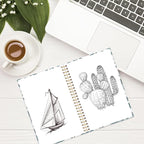 A5 Blank Notebook - 70 Sheets/140 Pages Blank Paper Notebook, 100 GSM Thick White Paper, 5.8" x 8.3" Spiral Blank Journal, Flowers