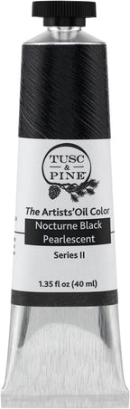 Tusc & Pine Artist Oil Paint - Nocturne Black Pearlescent, 40 ml, Non-Yellowing, Rich & Creamy Consistency, Maximum Pigment Load, Small Batch Milled Oil Paints Made in the USA for Professional Artists