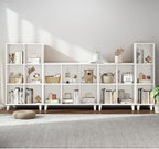 IOTXY Open Cube Low Bookcase - 3-Tier Freestanding Storage Display Cabinet Organizer with Legs for Home Office, 6-Cubes Open Shelf Short Bookshelf, White