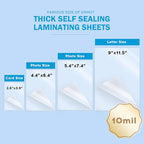 Uinkit 25Pack 4"x6" Self Seal Laminating Pouches, 10Mil Double-Sided for Recipe Cards & Photos, Waterproof Thick Plastic Sleeves to Preserve Pictures, Index Flashcards, Menus