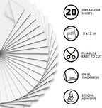 MEARCOOH 20-Pack Self Adhesive Foam Sheets, White 2mm Sticky Eva Foam Paper 9x12 Inch for Crafts Cardmaking Photo Frames Classroom Scrapbooking
