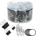 300Pcs Paper Clips and Binder Clips Set, Assorted Sizes, Paper Clips, Binder Clips, Rubber Bands for Office, Home, School, Document Organizing