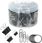 300Pcs Paper Clips and Binder Clips Set, Assorted Sizes, Paper Clips, Binder Clips, Rubber Bands for Office, Home, School, Document Organizing