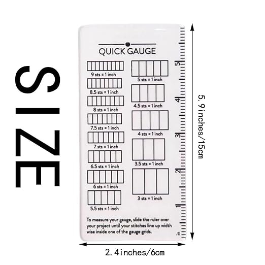 Quick Gauge Ruler, Gauge Ruler for Knitting and Crochet, Scarf Keychain Knitting No Counting Needed, Slide Sewing Rulers and Guides for Fabric Stitch Measuring Crochet Tool(3pcs)