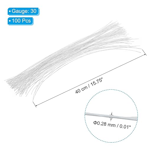 PATIKIL 30 Gauge 16" Floral Stem Wire, 100 Pcs Paper Wrapped Iron Artificial Flower Stem Accessories for DIY Bouquet Stem and Craft Decoration, White