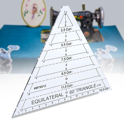 60 Degree Triangle Ruler for Quilting, 6.54 * 6.19in Triangle Quilting Ruler, Triangle Quilting Ruler Transparent for Sewing Cut Measurement DIY Tools