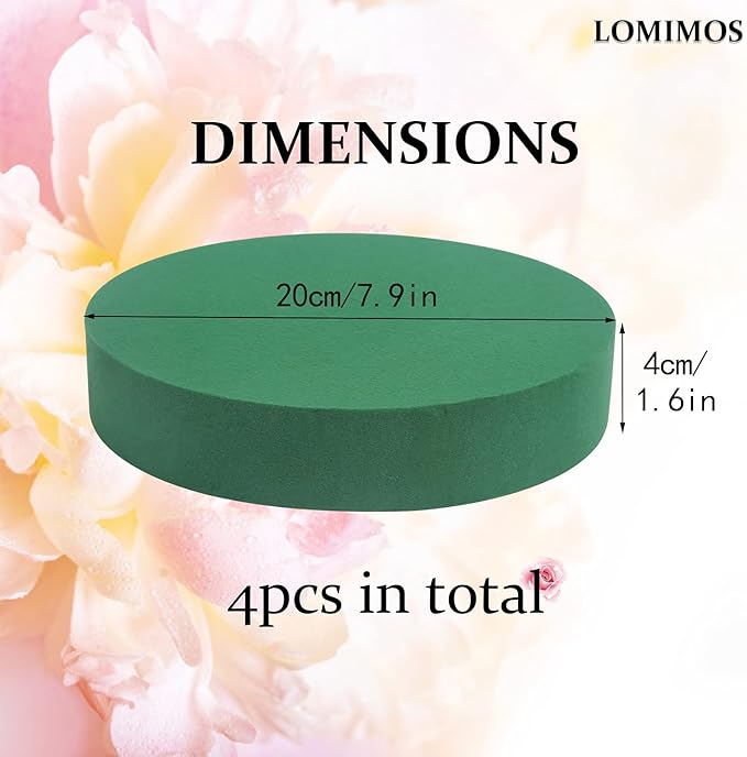 LOMIMOS 8'' Large Round Floral Foam,Florist Green Blocks Supplies for Flower Arrangement Decorations DIY Craft,Pack of 4