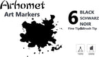 6pcs Black Alcohol Markers Set, Dual Tips Art Markers Drawing Sketched Double Tipped for Beginner Adults Kids(Black)