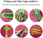 Bequilter Fabric Bias Tape Maker Tools Set of 15 Size Fabric Sewing Quilting Bias Binding Maker Come with 40 pcs of Multi-Color Quilting Pins Jelly Roll Sasher Tool Set
