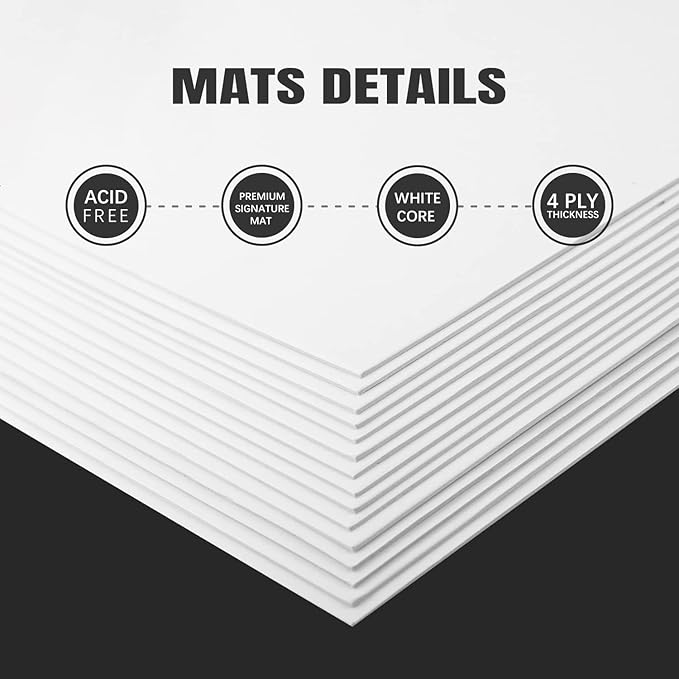 AUEAR, 15 Pack 8x10 Uncut Matte Boards White Photo Mat Board Great for Picture Framing, Print, Artwork