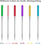 YICBOR Sewing Machine Needles, Universal Regular Point Flat Shank Sewing Needles HAX1 130/705H Compatible with Singer, Brother, Janome, Pfaff and Other Brand Sewing Machine (All Size-6pack)