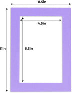 5x7 Mat for 8.5x11 Frame - Precut Mat Board Acid-Free Light Purple 5x7 Photo Matte For a 8.5x11 Picture Frame, Premium Matboard for Family Photos, Show Kits, Art, Picture Framing, Pack of 25 Mats