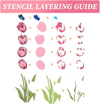 ORIGACH Tulip Layering Stencil Stamp and Die Set for Card Making, Flower Stencil Template Silicone Clear Stamps and Metal Die Sets for DIY Scrapbooking Photo Album Crafting