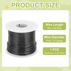 MECCANIXITY 12 Gauge Anodized Aluminum Craft Wire Bendable Bonsai Training Wire 98 Feet 2mm for Sculpting Crafts Wreath Floral Beading Jewelry Making, Black