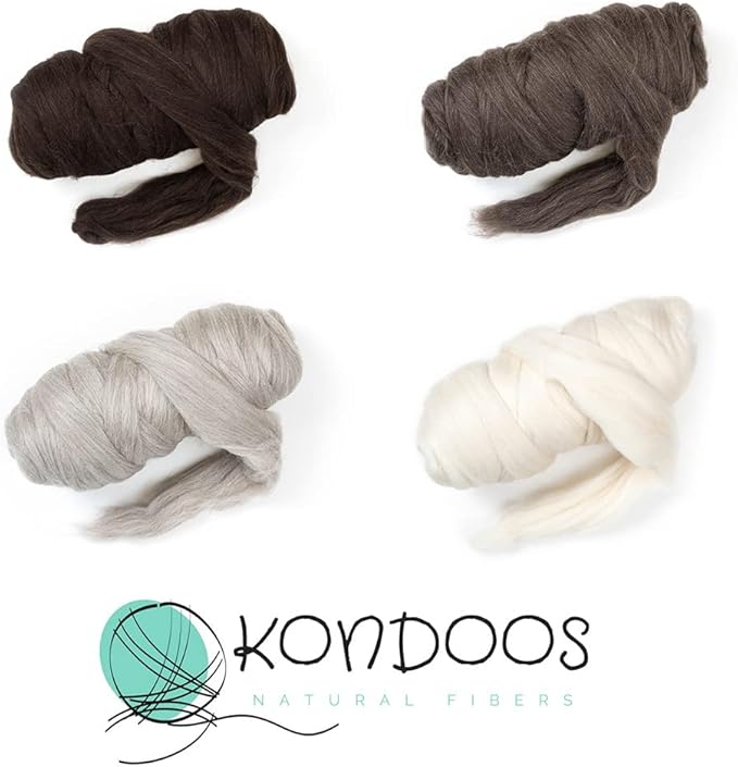 Natural Wool Bulk 2 lb roving, Best Wool for Spinning, arm Knitting, Felting, Chunky Blankets and Tapestry. Natural Colors, un-Dyed Fiber Yarn. (Ecru, 2 lb)