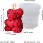 Large Rose Bear Silicone Mold - 3D Teddy Bear Candle Making Molds, Cute Epoxy Resin Molds for DIY Handmade Soaps,Mother's Day Gifts, Valentine Gifts, Birthday Gifts, Home Decor Crafts